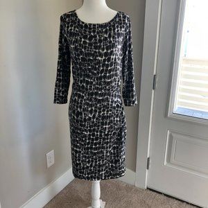 Ann Taylor Black Gray Graphic Print Dress